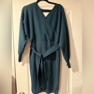 Forever 21 Deep Teal Belted Knit Sweater Dress